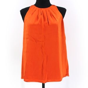 Emilia Wickstead Silk Orange Sleeveless Pinch Pleated Snap Back Fly Away Top S